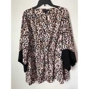 Lane Bryant Cheetah Scarf Sleeve Kimono Top